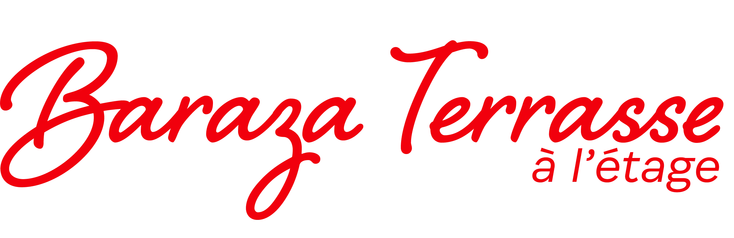 Logo Baraza Terrasse en lettrage manuscrit rouge